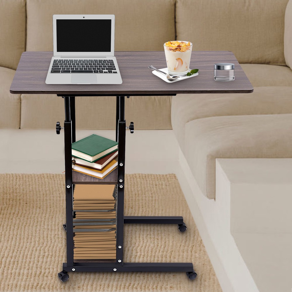 C-Shaped Side Table Adjustable, Height Adjustable C Table with Wheels