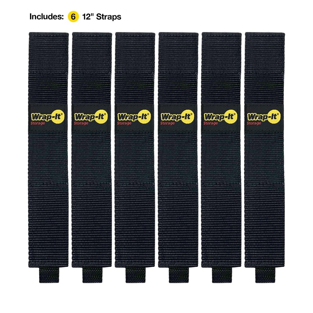 Wrap-It Twin-Straps 12 Hook Loop Cable Hose Wraps, 6-Pack