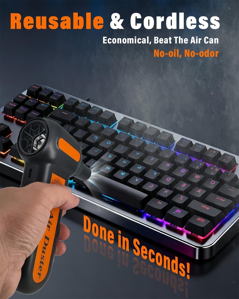 Super Powerful Compressed Air Duster, Rechargeable Duster Blower with LED Lig...