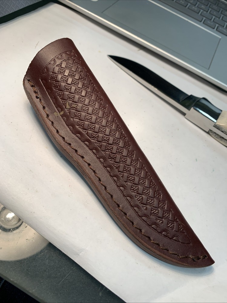 Schrade Custom Fixed Blade Knife with STAG handle &Leather Embossed Sheath SHD1