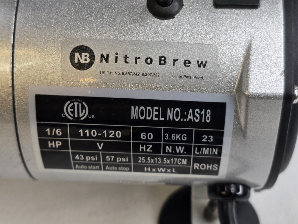 NitroBrew Home Nitro Cold Brew System w/ Compressor & Stainless Kettle AS18 Kit