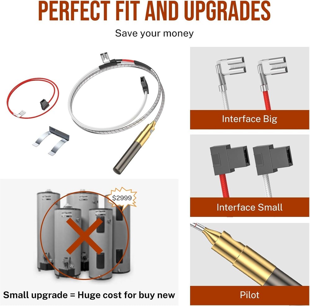 100112328 Gas Thermopile, 21"INCH, 750mV, For Water Heaters, Natural/Propane Gas