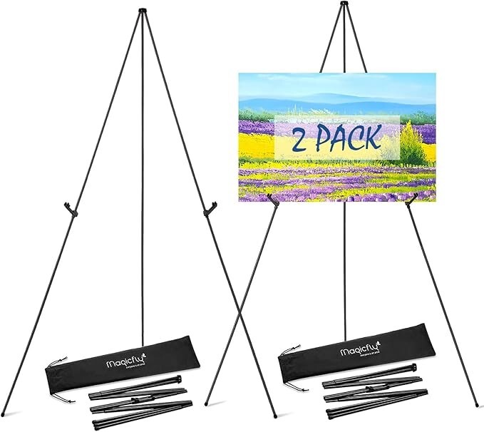 Magicfly Display Easel, X2 63 Inch Telescoping Easel Aluminum Easy-Folding Easel