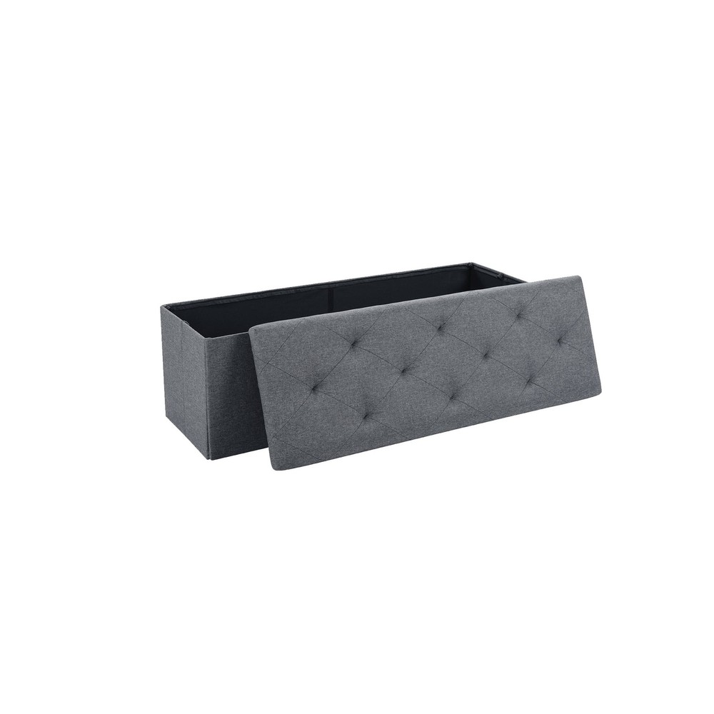 43" Folding Storage Ottoman Bench Upholstered Chest W/ Lid Gray