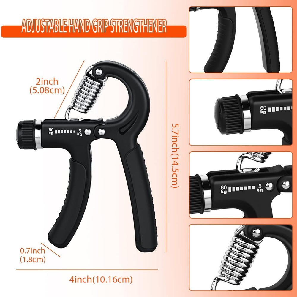 2 Pcs Hand Grip Strengthener Exerciser Workout Squeezer, black