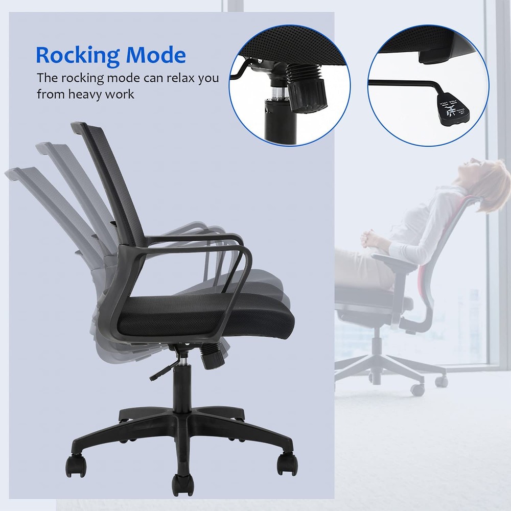 Ergonomic Office Chair Mid Back Mesh with Armrests