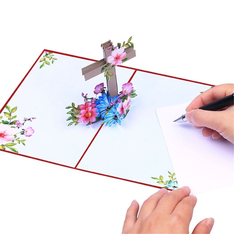 3D Greeting Card Popup Easters Card,Religious Crosses Easters Card with Envelope