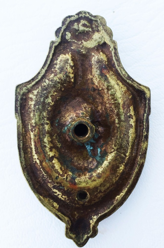 Brass Federal Colonial Shield Backplate Antique Hardware Drawer Drop Ring Pull