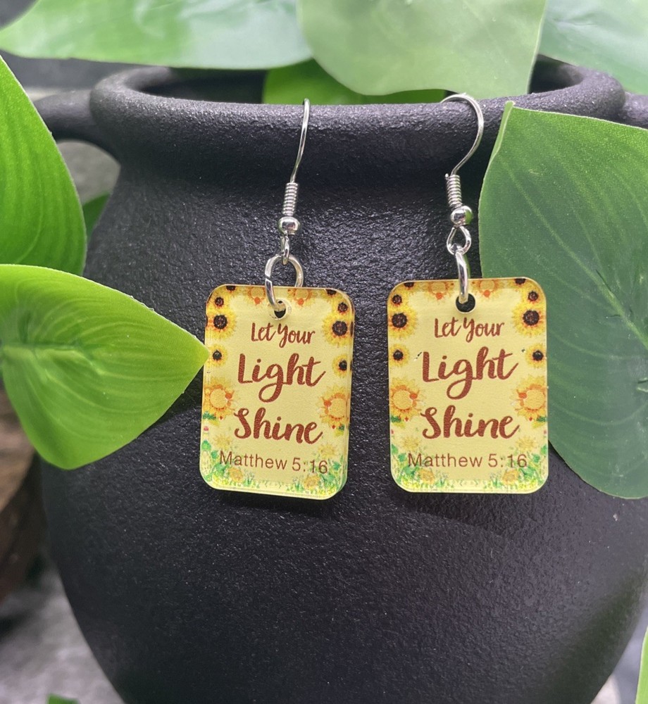 1.75” Silver-tone Scripture Floral Dangle Earring Set New Free Ship B7615-B7619