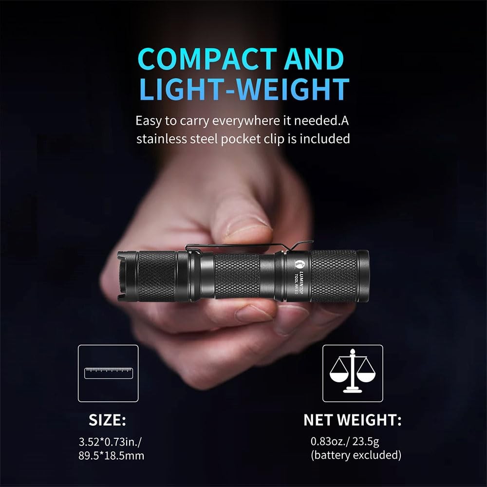 LUMINTOP Tool AA 2.0 EDC Flashlight, Pocket-Sized Keychain Light, Super Black