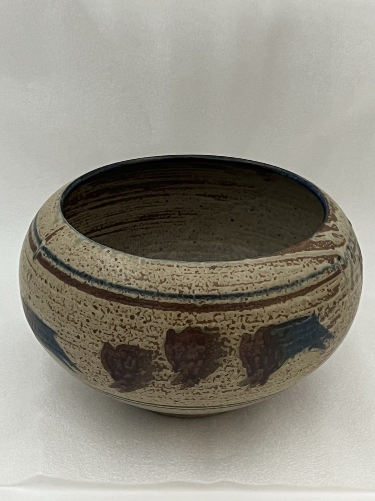 Cornhuskers Pottery Buffalo Motif Planter Bowl