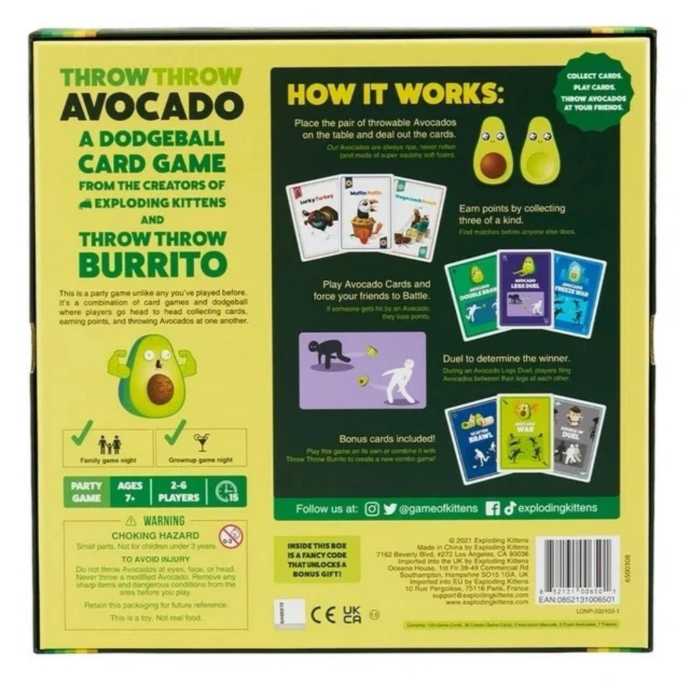 Exploding Kittens Throw Throw Avocado Card Game