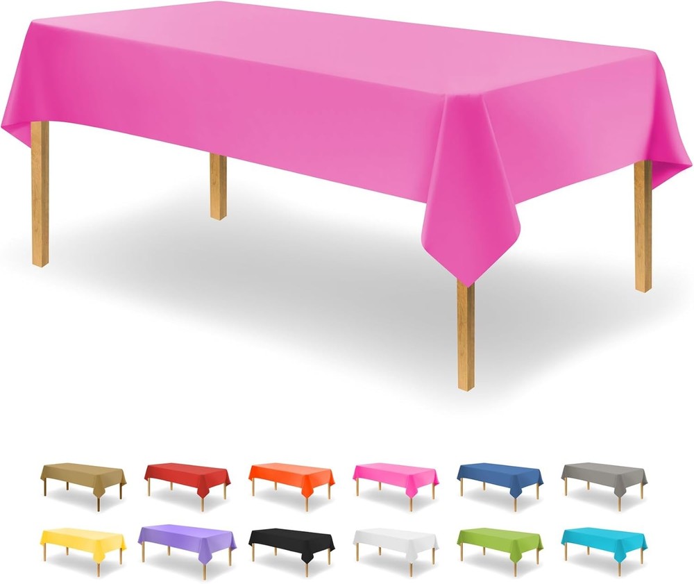 White Disposable Plastic Tablecloth Rectangle Tables 12 Pack Table Cloths