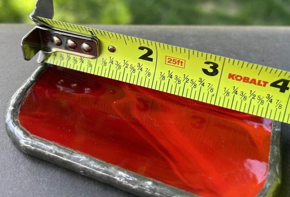 Vintage Red Stained Glass? Or Stone ? Pocketbook Mirror