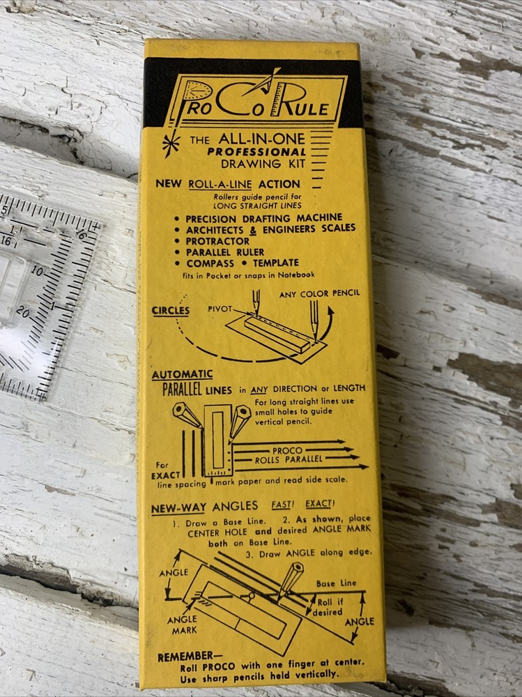 VTG Pro Co Rule Ruler Multi-Function Roller Professional Drawing Tool Kit~ NOS