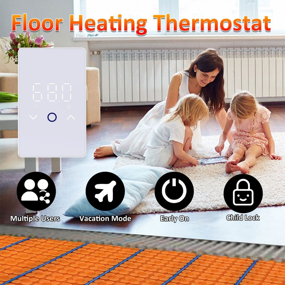 MAXKOSKO WiFi Touchscreen Programmable Thermostat for Electric Floor Warming