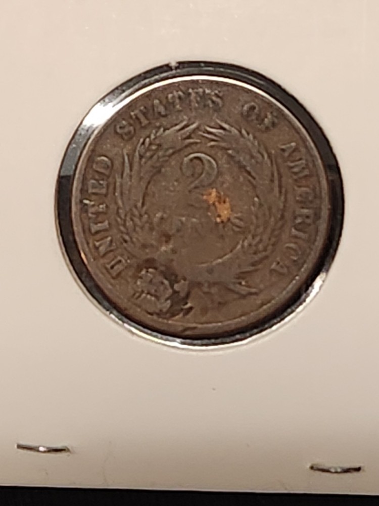 1869 Post Civil War Usa 2 Cent Piece Possible Error