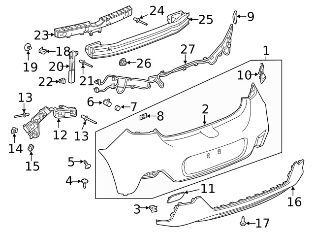 Genuine GM Anthracite Rear Bumper Valance Panel 39008628