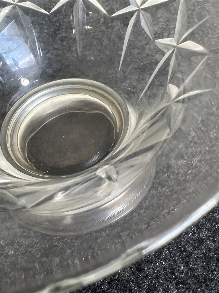 Vintage Sterling Silver & Crystal Candy Nut Dish !!