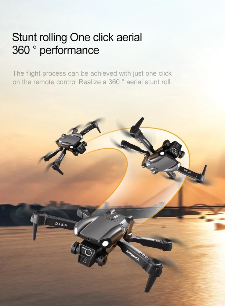 D3 RC Quadcopter Drone 4K WiFi FPV 3 Cameras Optical Flow Obstacle Avoidance