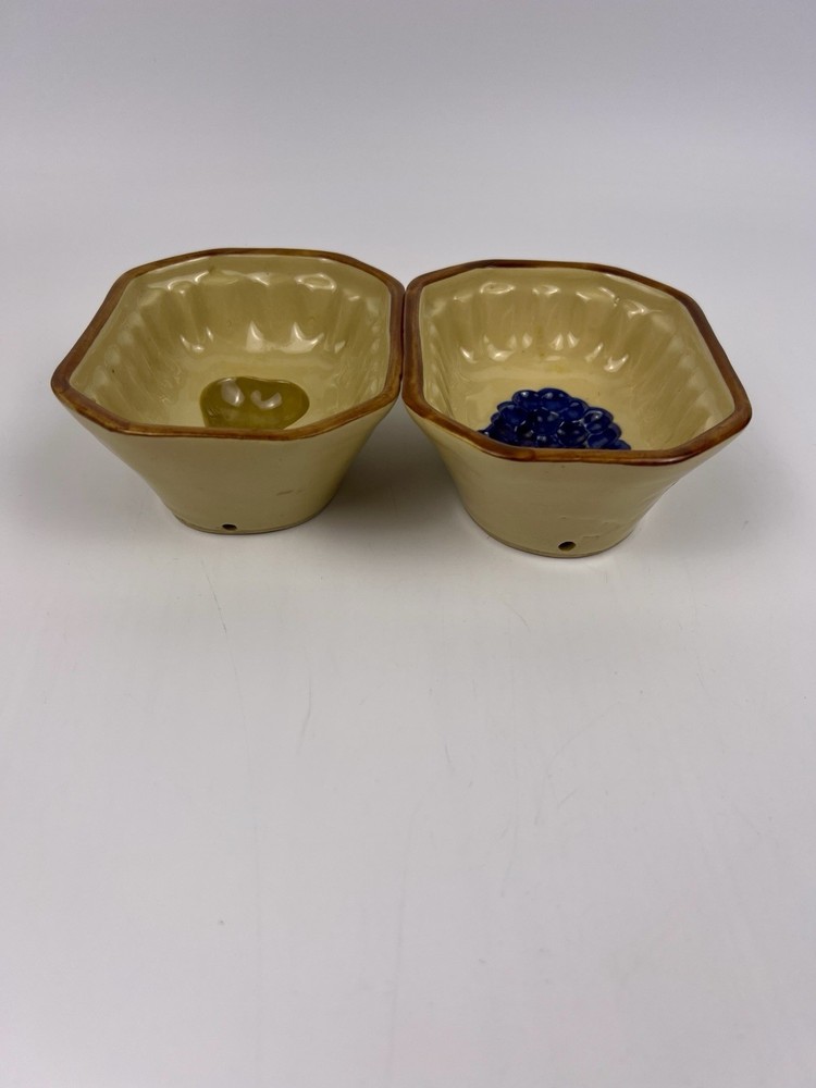 Yellow Ware Decorative Mold Set Grapes Pear Wall Hanging Ceramic Pottery