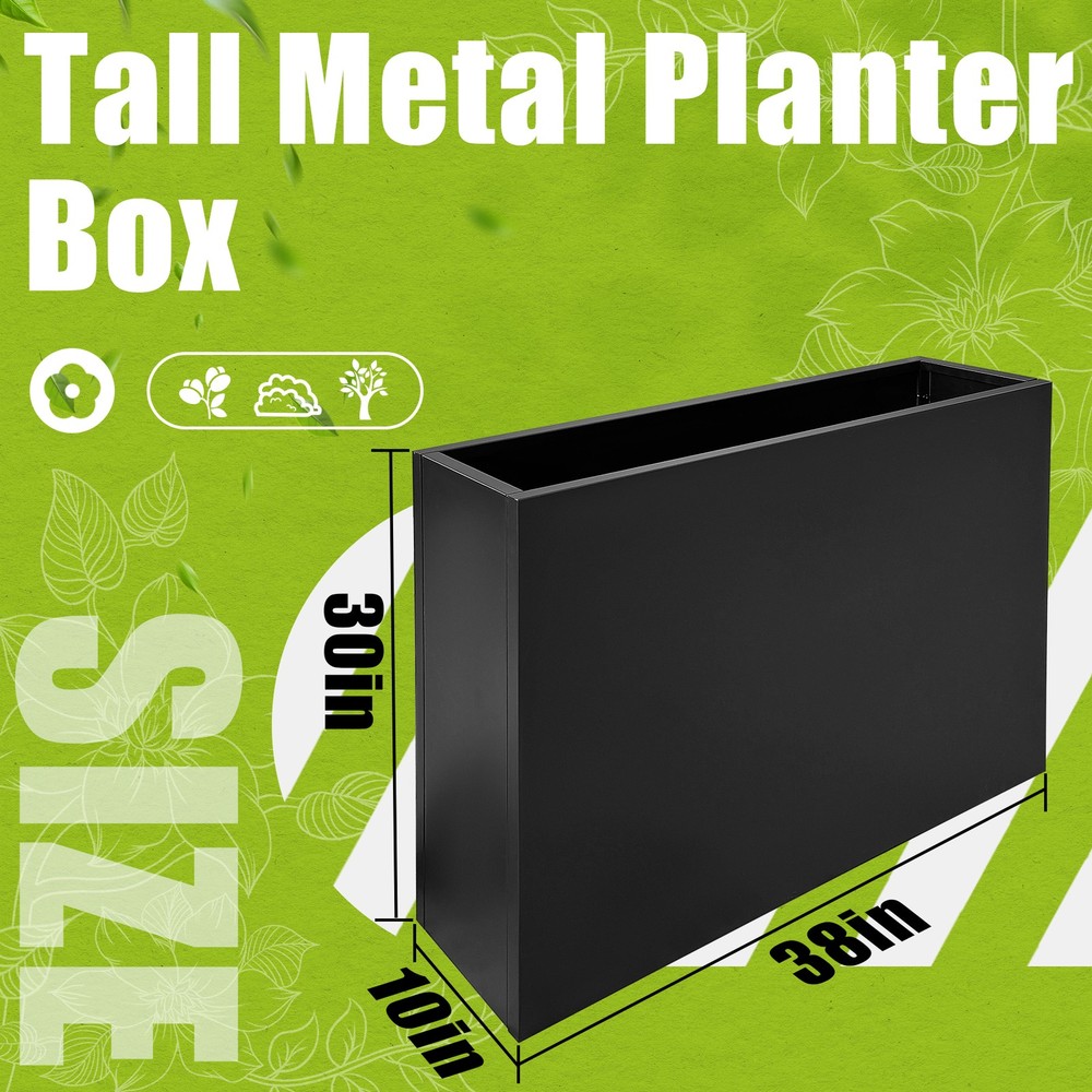 Rectangular Steel Planter Box 10x38x30" Patio Garden Planter with Insert Shelf