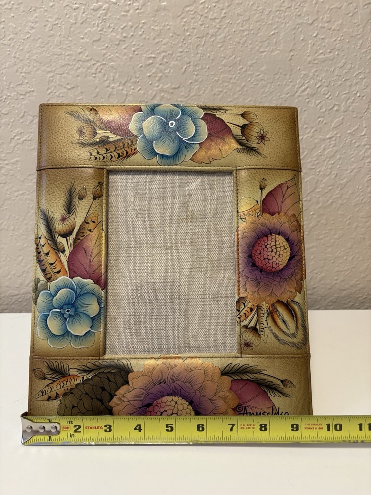 Anuschka Handmade Boho Handpainted Leather Photo Frame Signed D