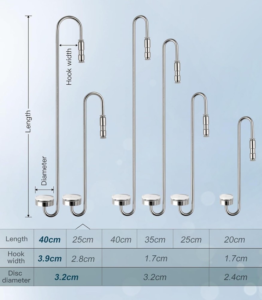 Durable Stainless Steel CO2 Diffuser with High Density Ceramic Disc - 40cm Hook