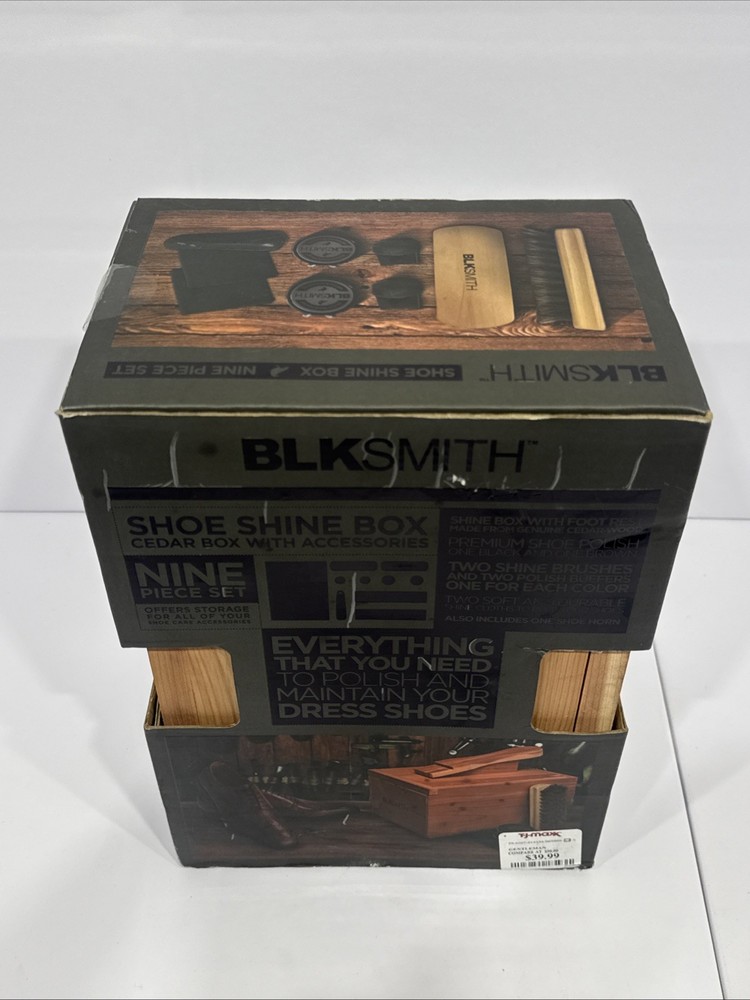 BLKSMITH SHOE SHINE BOX CEDAR BOX WITH ACCESSORIES