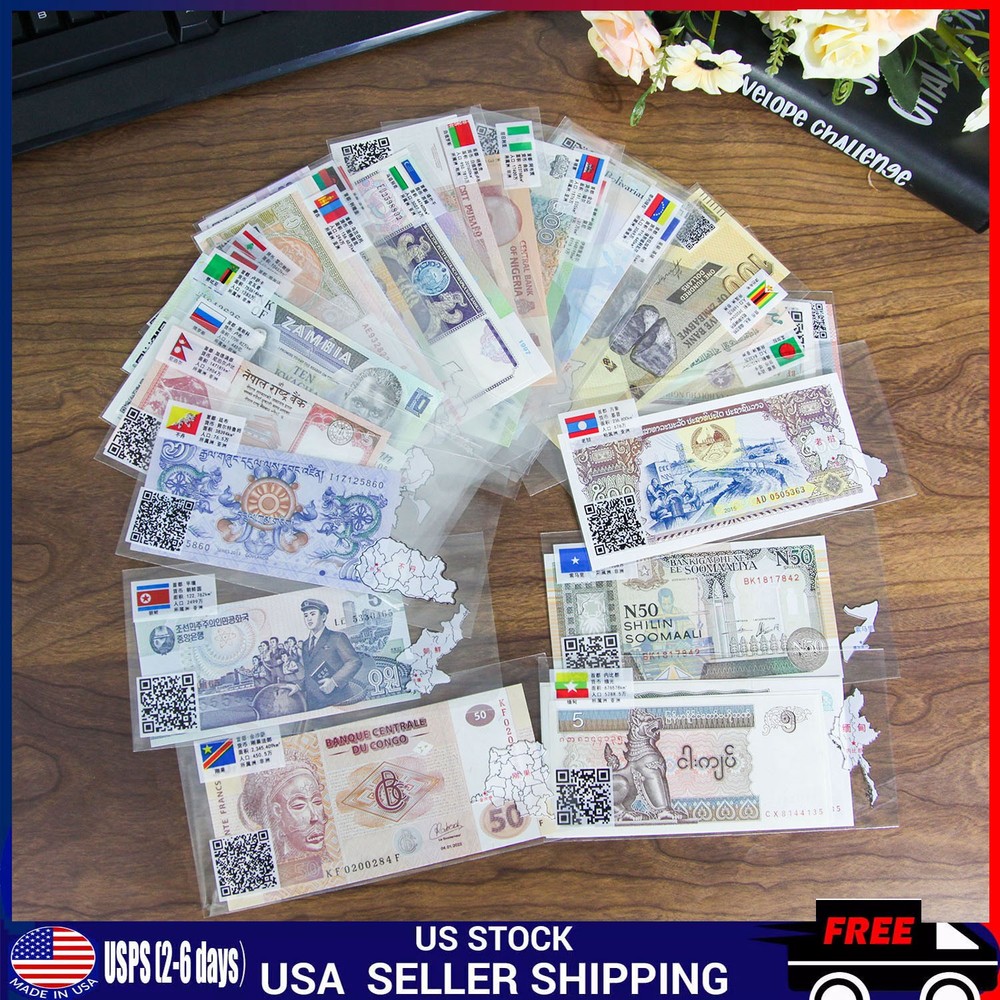 Lot 52 Different Mix World Banknotes From 52 Different Countries UNC Collections