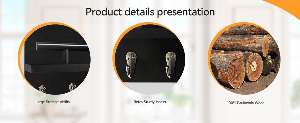 Wall-Mounted Key Holder & Mail Organizer with Hooks - Entryway Storage & Decor