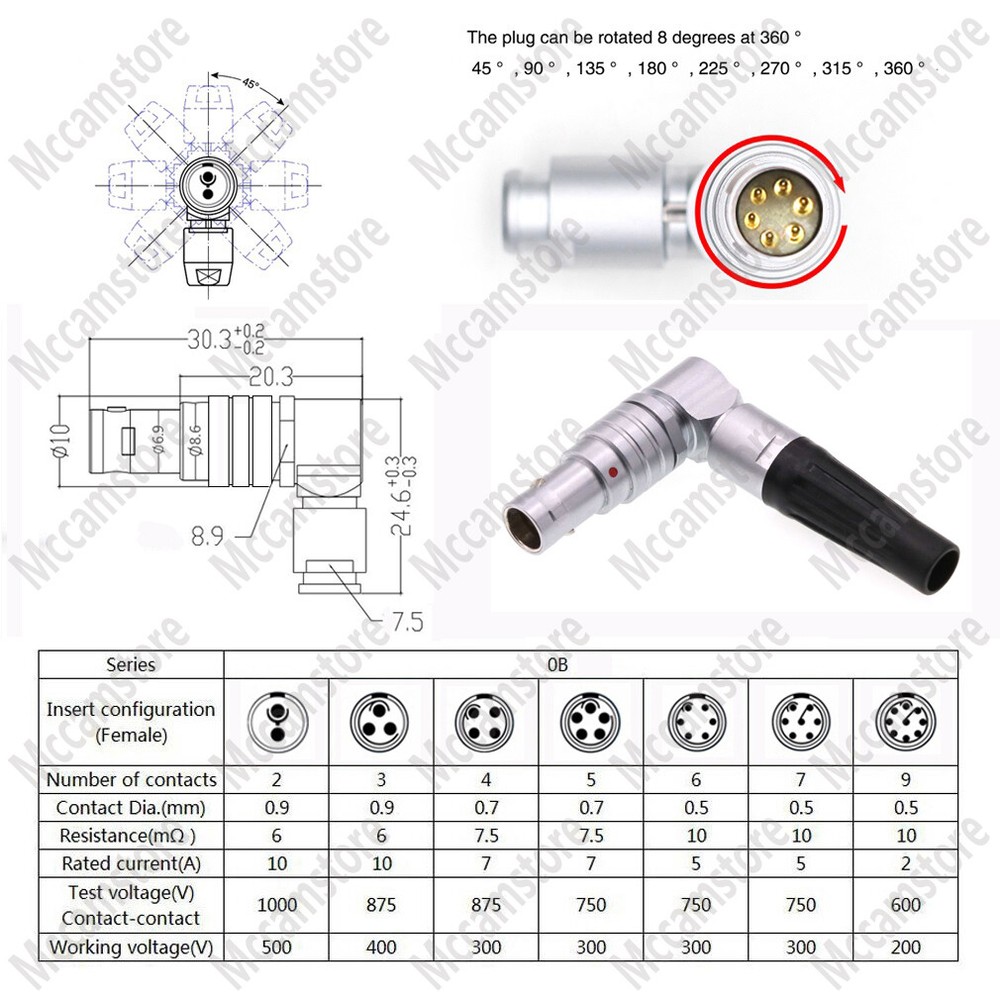 FSG 0B 2 3 4 5 6 7 9Pin Adjustable Male Plug Push-pull Self-Locking Connector