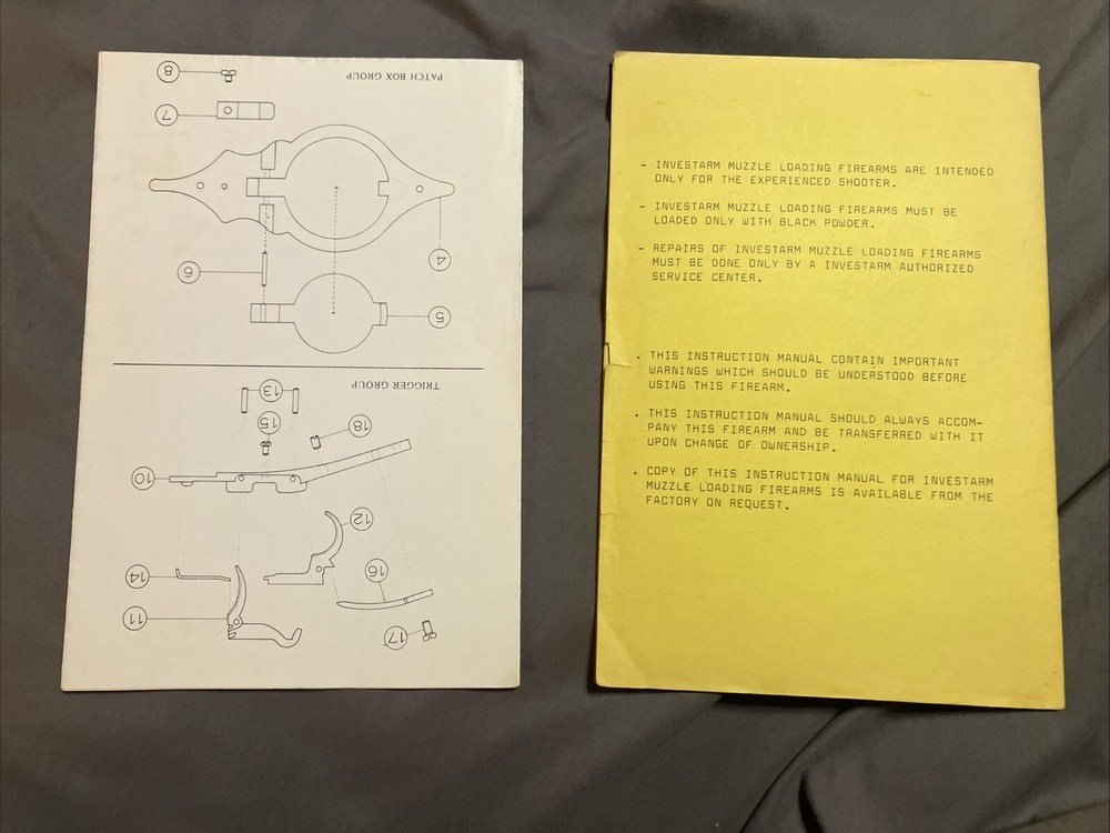 Hawken Rifle Manual, Muzzleloader, Black Powder Long Gun