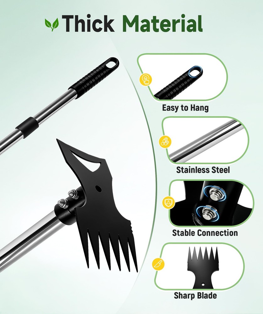 71in Weed Puller Tool with Long Handle, 2 in 1 Adjustable Manual Weeders for ...