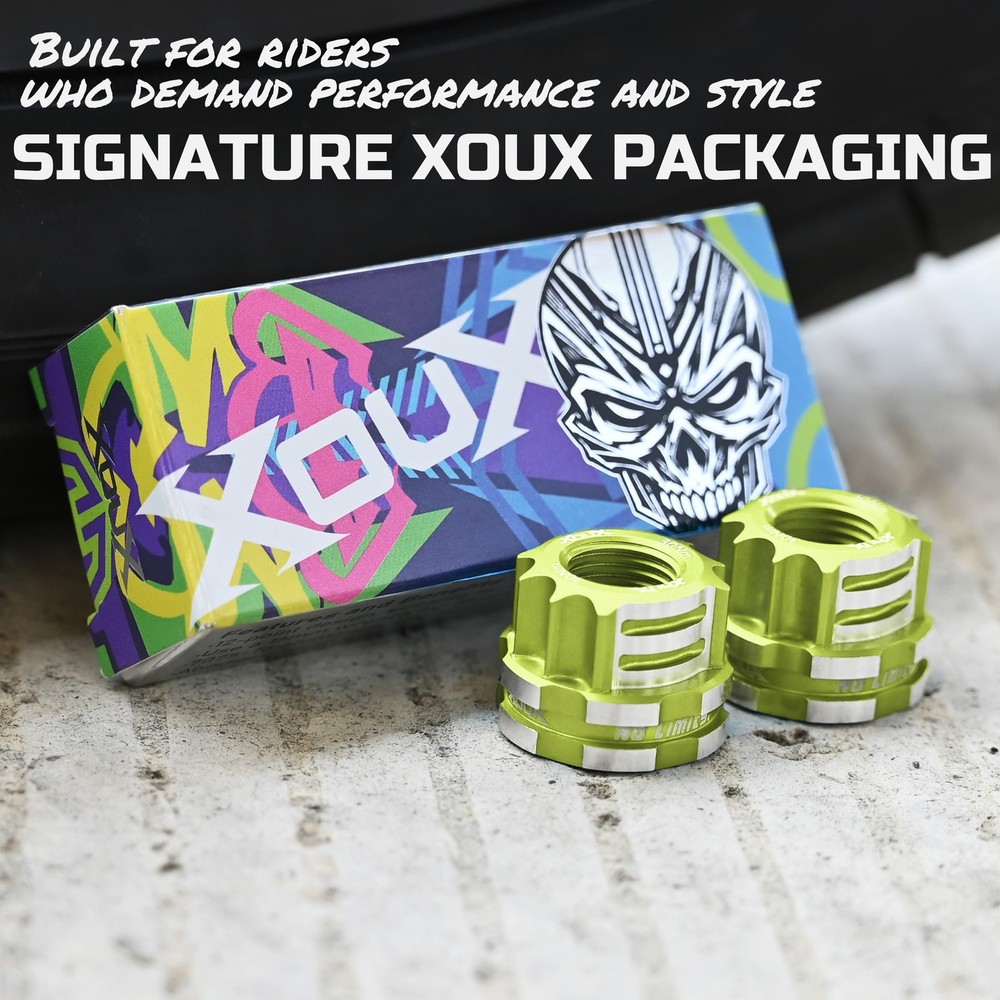 XOUX AX-C BMX Axle Nuts 10MM, Green