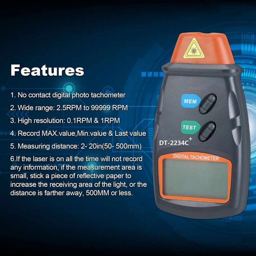 Lightweight RPM Tachometer with LCD Display