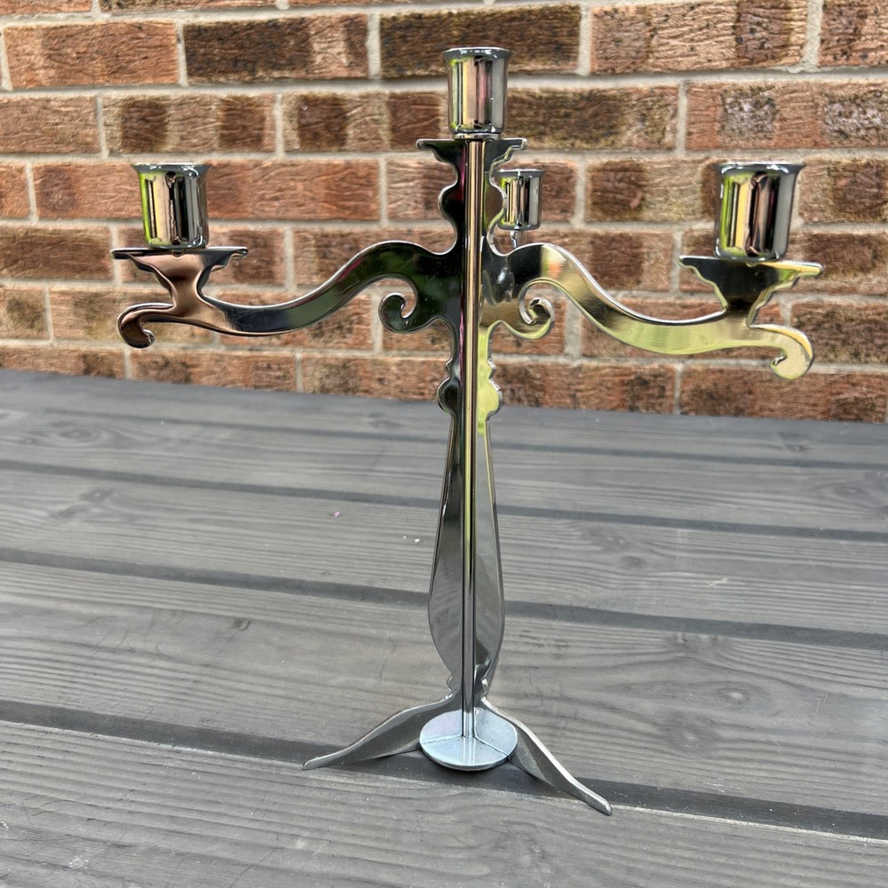 Luxury Chromium Three Arm Candle Holder