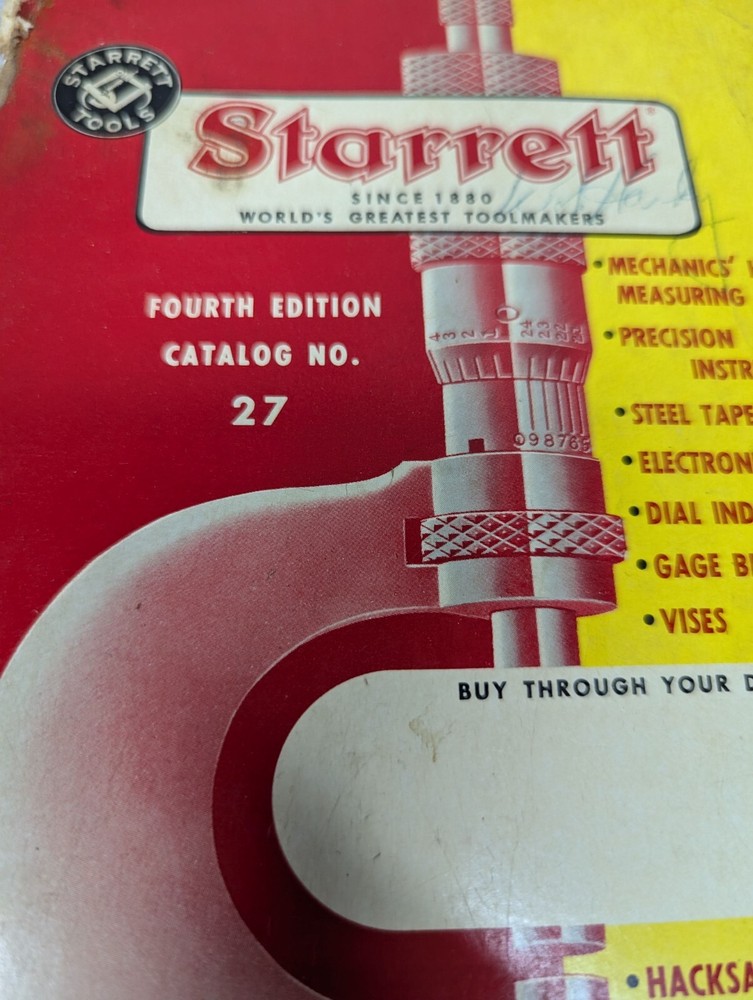 Starrett Tools Fourth Edition Catalog No. 27 (1965 paperback)