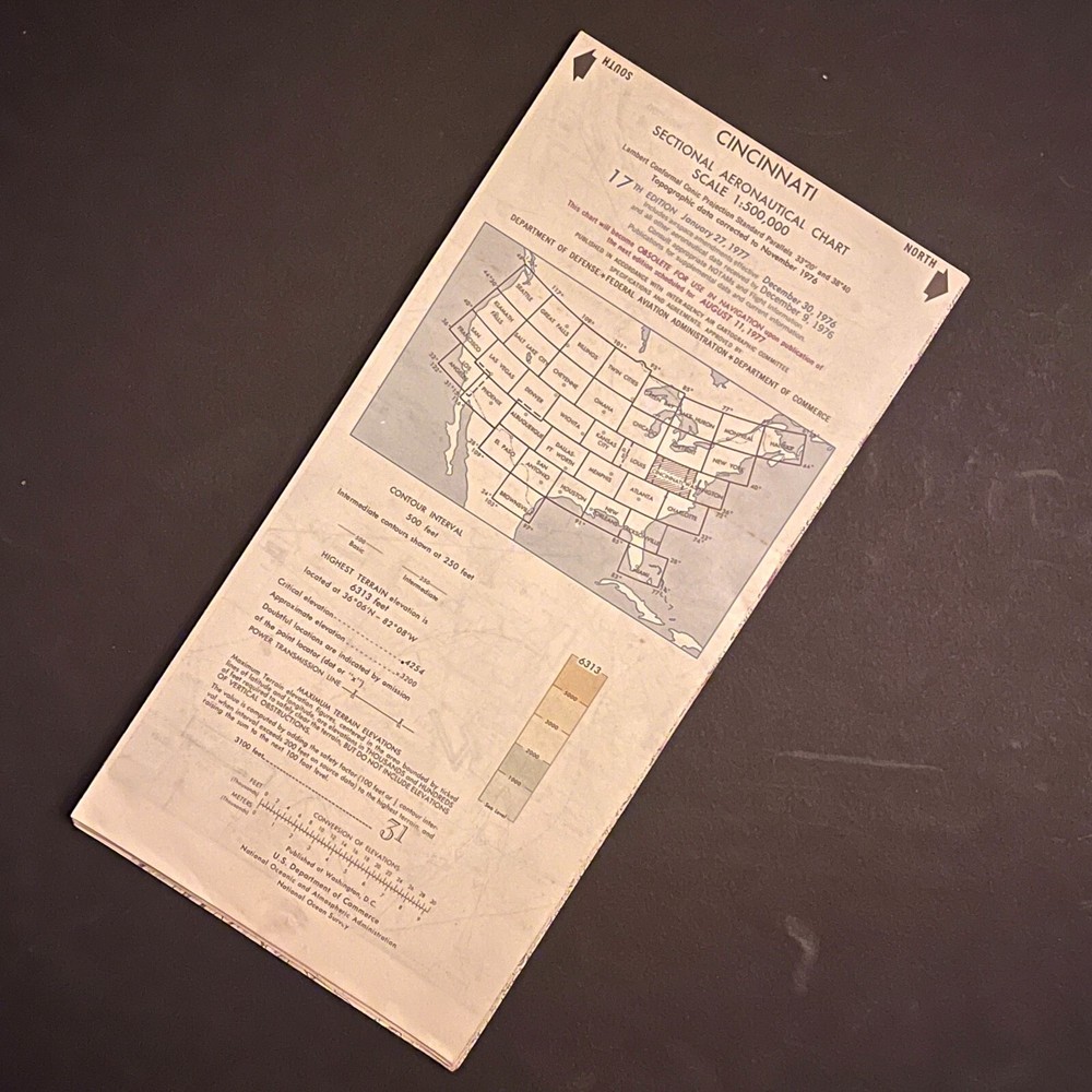 Cincinnati Sectional Aeronautical Chart, 17th Edition, January 1977
