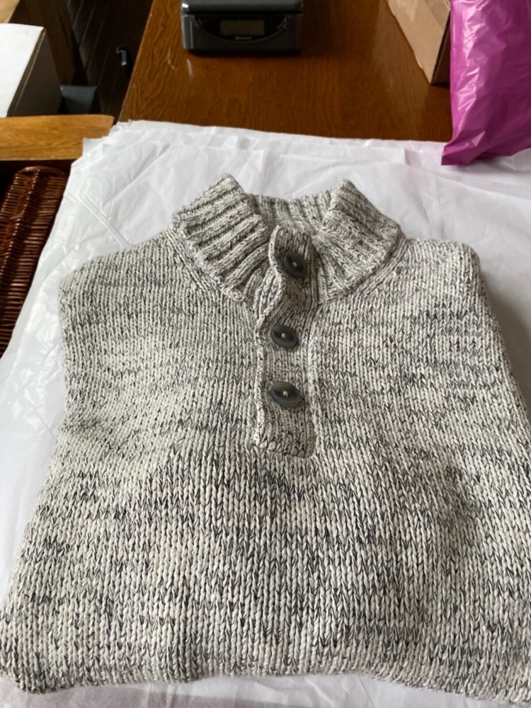 MENS CLASSY LARGE HEATHER GRAY IZOD LONG-SLEEVE PULLOVER SWEATER