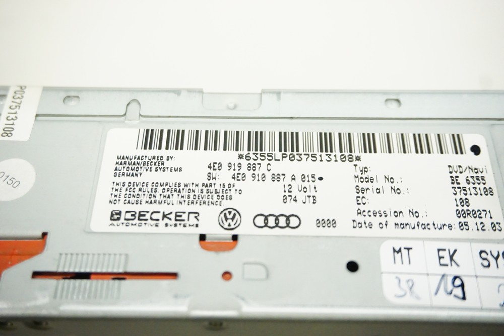 Audi D3 A8 Navigation Control Module 4E0910887A