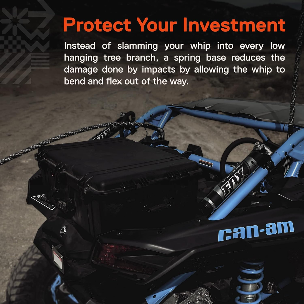 2pc Heavy-Duty LED Whip Light Spring Mount Base [Black-Finish] [Quick Release]