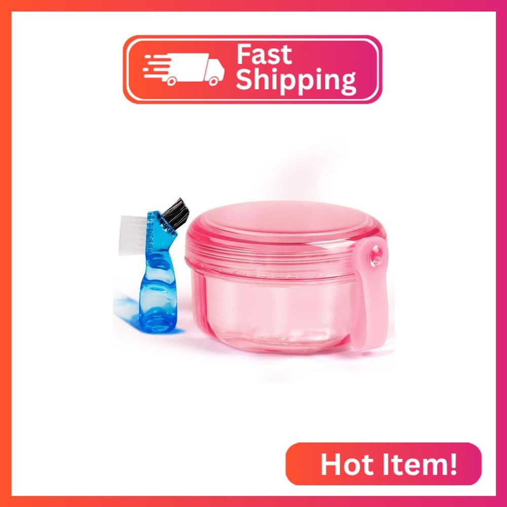 No Leak & Non-Slip Partial Denture Case Retainer Bath Box Cup, Denture Soaking C