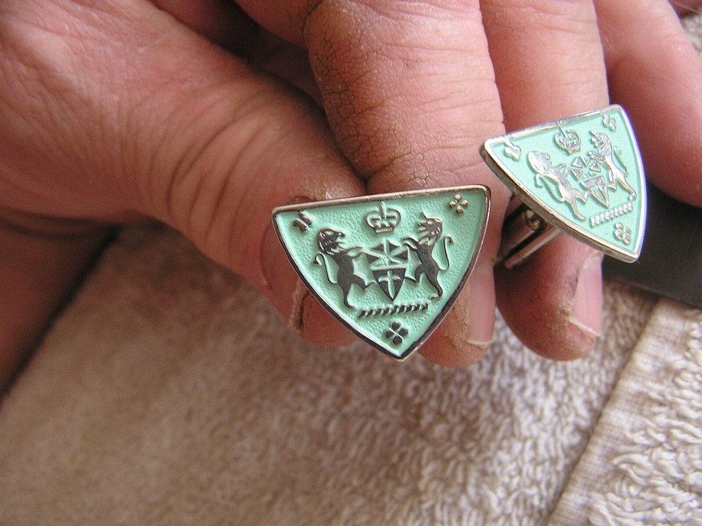 Vintage Triangular Shaped Cufflinks with Insignia