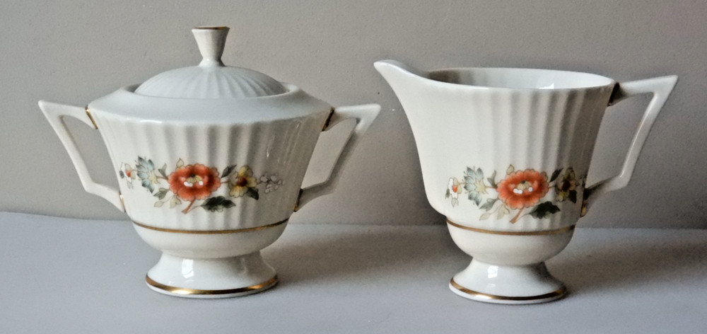 Lenox Temple Blossom Creamer & Covered Sugar Set MINT - UNUSED