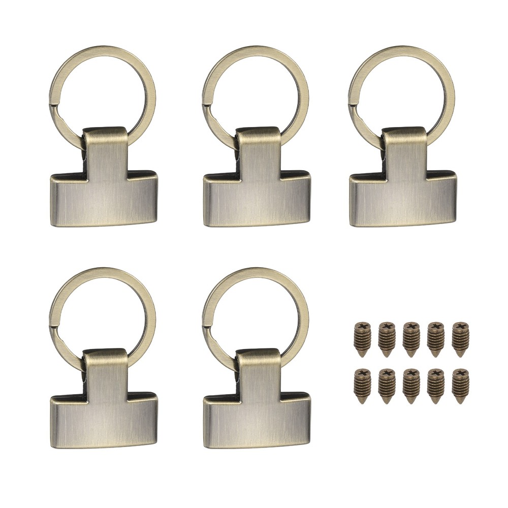 5 Sets Key Fob Hardware with Split Ring Holder for Car Keychain, Bronze Tone