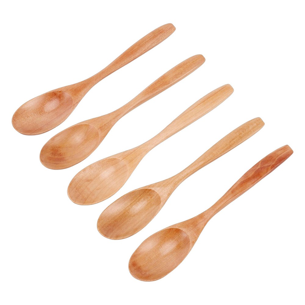 5 Wooden Honey Spoons Durable Serving Set For Kitchen Use