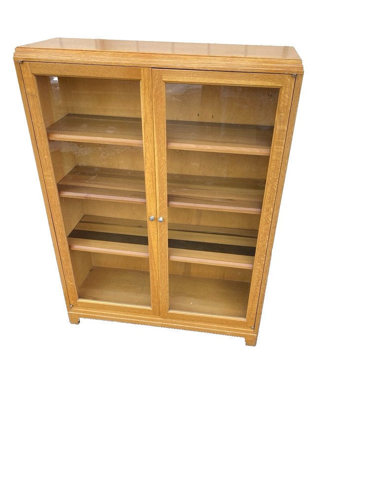 66237 Solid Oak Antique Victorian Bookcase Curio Cabinet
