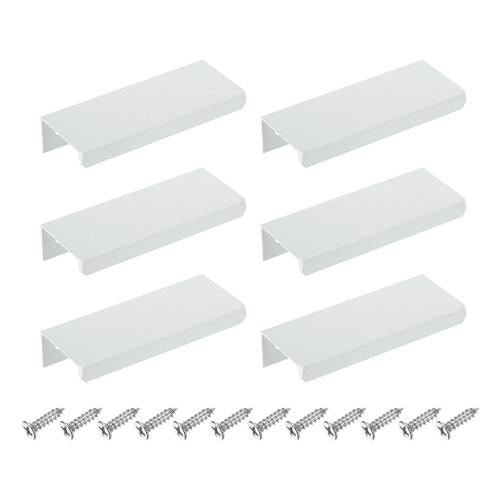 Cabinet Edge Finger Pull, 6pcs 80mm / 3.15" Hidden Cabinet Pulls, White