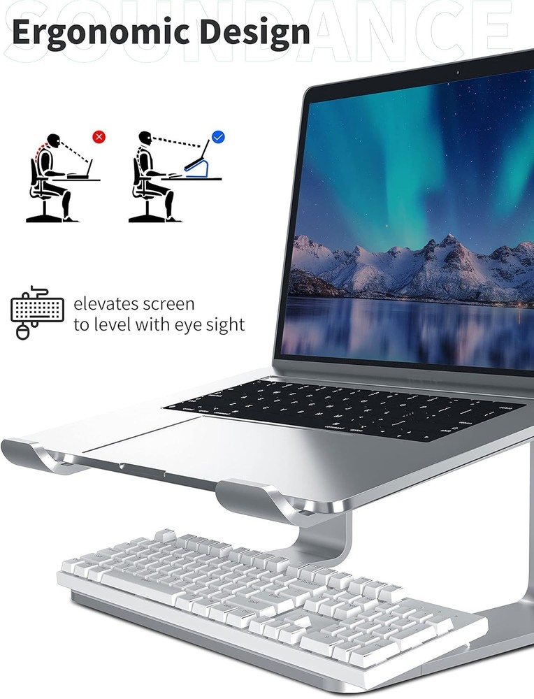 Laptop Stand for Desk, Ergonomic Aluminum Computer Riser, 6-Inch Fixed Height...